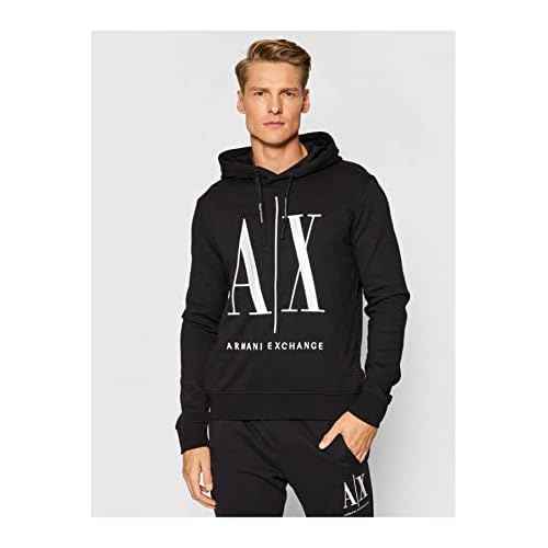 Armani Exchange mens Icon Project Embroidered Logo Hooded Sweatshirt