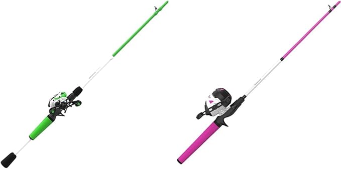 Zebco Roam Baitcast and Spincast Fishing Rod and Reel Combos with 6-Foot 6-Inch and 6-Foot 2-Piece Fiberglass Fishing Poles