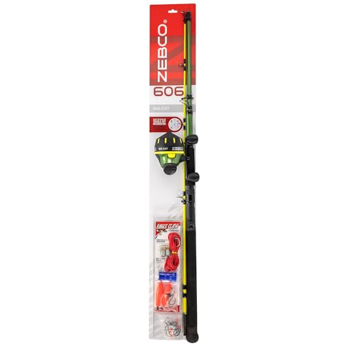 Zebco 606 Big Cat Spincast Reel and Fishing Rod Combo, 7-Foot 2-Piece Telescopic Rod, Medium-Heavy Power, Moderate-Fast Ac...