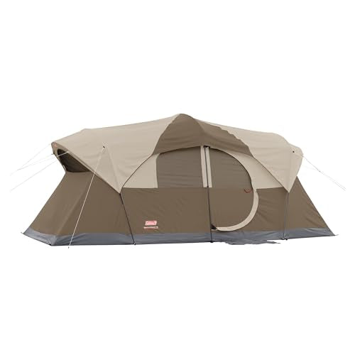 Coleman WeatherMaster 10-Person Camping Tent with Rainfly & Room Divider, Spacious Weatherproof Family Tent with Carry Bag