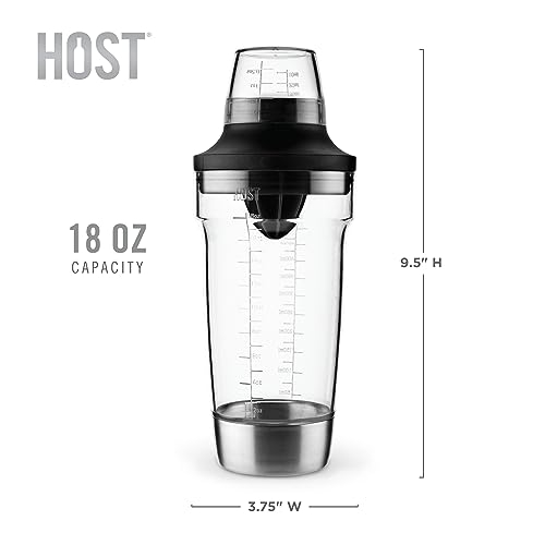 Host All in One Cocktail Shaker Set with Measurements, Reamer, Bottle Opener, Strainer and Jigger for Cold Brew Cocktails,...