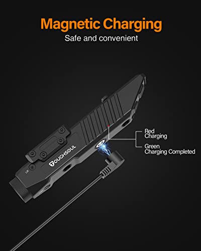 TOUGHSOUL Tactical Flashlight Green Laser Sight Combo, 1450 Lumen Picatinny Rail MLOK Mounted Rechargeable Rifle Flashligh...