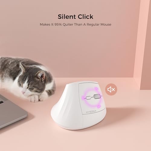 KYSONA 57° Ergonomic Wireless Tower Mouse, Vertical Quiet Ergo Mouse, Bluetooth(BT5.0,BT3.0)&2.4G, (800/1200/2400/2400/400...