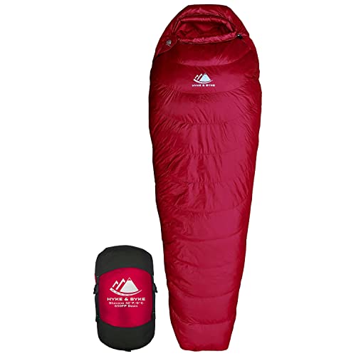 Hyke & Byke Shavano 32 F Hiking & Backpacking Sleeping Bag - 3 Season, 650FP Duck Down Sleeping Bag - Ultralight - Black -...