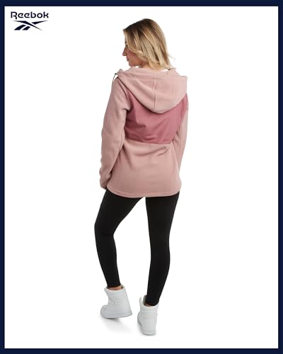 Reebok Womens Fleece Jacket - Lightweight Super Soft Polar Fleece Lined Outerwear - Zip Up Hooded Winter Jackets for Women