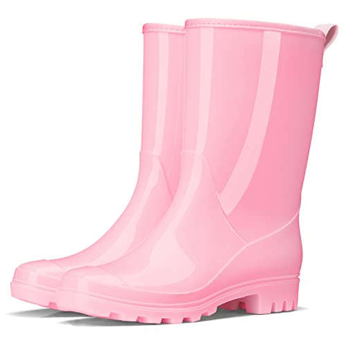 HISEA Women's Mid Calf Rain Boots Waterproof Garden Shoes Fashion Rubber Boots Anti-Slipping Rainboots for Ladies with Com...