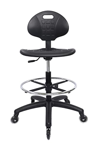 CHAIR MASTER Drafting Stool - Easy to Clean! Ergonomic Polyurethane Chair. Seat Height Adjustable w/Heavy Duty Footring fo...