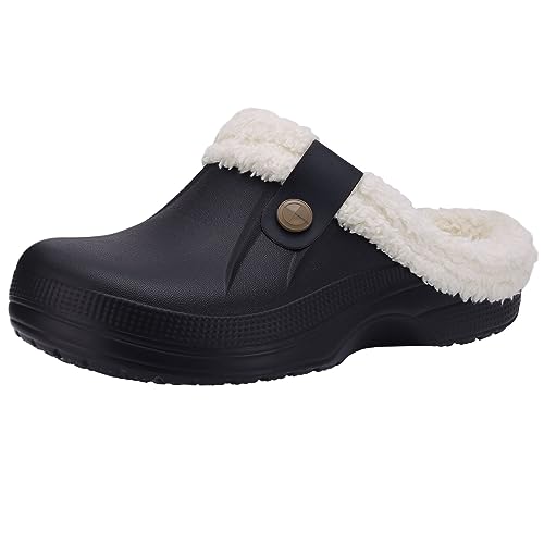Beslip Classic Fur Lined Clogs Waterproof Winter Fuzzy Slippers for Women Men Indoor and Outdoor