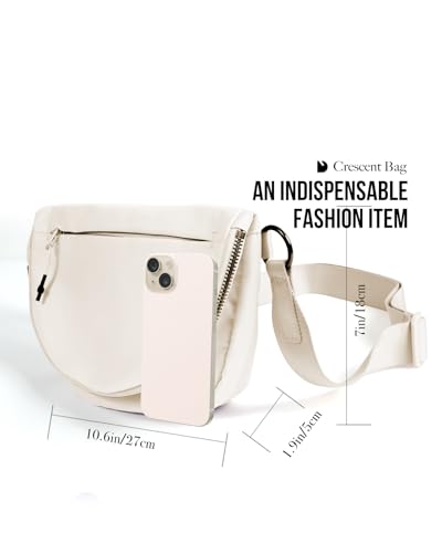 Crescent Bag for Women and Men, Fashion Medium Nylon Folding Crescent Moon Bag Single Shoulder Bag with Adjustable Strap
