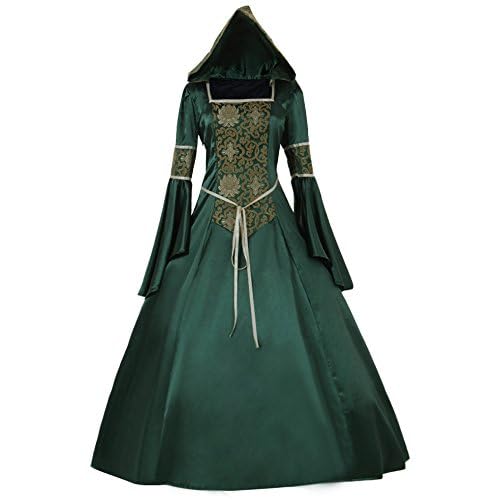 CosplayDiy Women's Medieval Hooded Fancy Dress Victorian Costume G XL