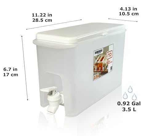 NDBOX Slim Fridge Jug with Faucet for Water, Iced Tea, Fruit Juice, Softdrinks, Milk, Beverages Dispenser - Hot or Cold Dr...