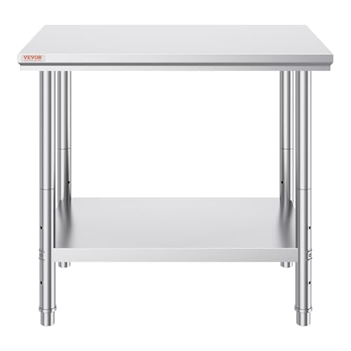 Vevor Stainless Steel 900x600x800 mm Commercial Kitchen Prep & Heavy Duty Metal Work Table with Adjustable Feet for Restaurant, Home and Hotel : Industrial & Scientific