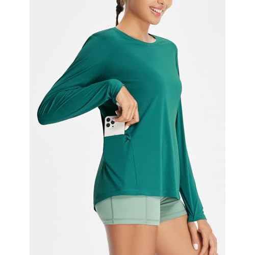baleaf Women's Sun Shirt UV Protection Shirts Rash Guard Pockets SPF UPF 50+ Quick Dry Long Sleeve Clothing