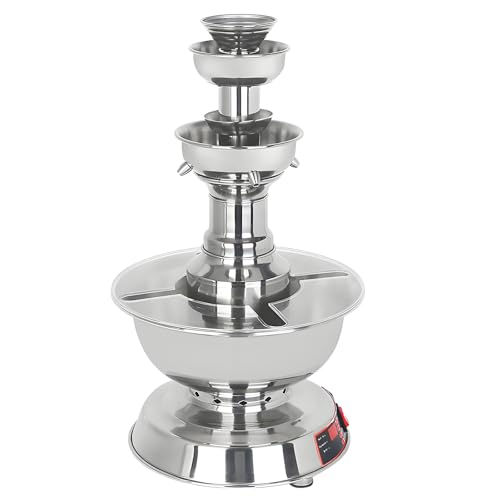 KPOUYYDS 3-Tier Red Wine Fountain Machine Commercial Champagne Beverage Warmer Dispenser 0~100℃ Adjustment 3.5L Punch Bowl...