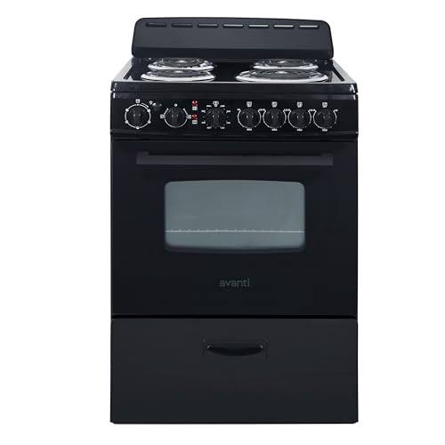 Avanti Electric Range Oven Compact Design, 2.6-Cu.Ft. Capacity with 4 Coil Burners, Framed Glass Oven Door, Storage Drawer...