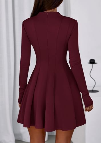 PRETTYGARDEN Fall Dresses for Women Elegant Classy 2026 Casual Long Sleeve Swing A Line Ruffle Short Homecoming Party Dress
