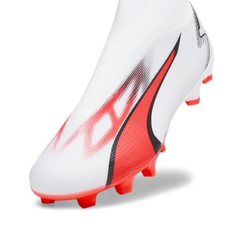 PUMA Men's Ultra Match+ Laceless FG Soccer Shoes (us_Footwear_Size_System, Adult, Men, Numeric, Medium, Numeric_11_Point_5) White/Black/Orange