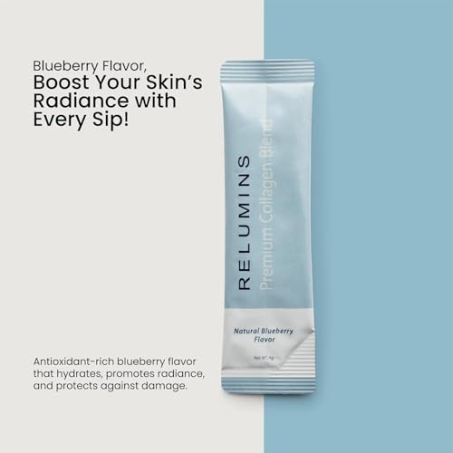 Relumins Premium Collagen & Gluta-1000 Bundle – 10 Blueberry Marine Collagen Sachets + 30 Vegetarian Capsules for Holidays...