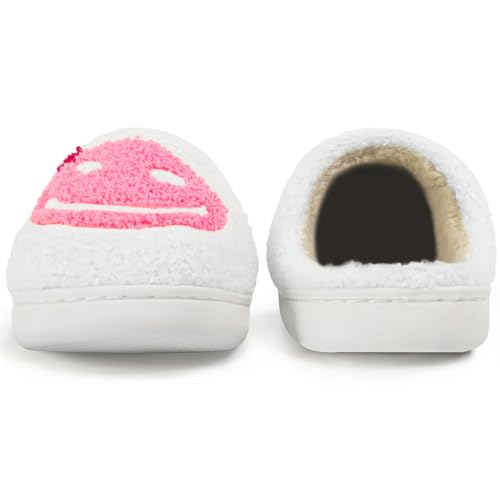 Kattmas Smile Face Slippers for Women Memory Foam Retro Soft Plush Warm Cozy Non-Slip House Slippers Indoor Outdoor Comfor...