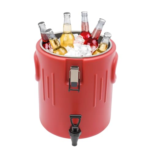 HIFMGHE Insulated Beverage Dispenser 3.5Gal, Hot and Cold Drink Dispenser with Stainless Steel Interior, Lid and Spout, 6-...