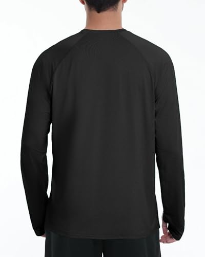 Roadbox UPF 50+ Mens Swim Shirts, Long Sleeve Sun Protection Fishing Rash Guard, Quick Dry UV Hiking Shirt with Thumbhole