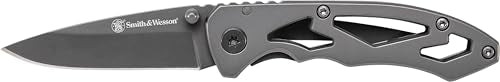 Smith & Wesson CK400 5.4in High Carbon S.S. Folding Knife with a 2.2in Drop Point Blade and Stainless Steel Handle for Out...