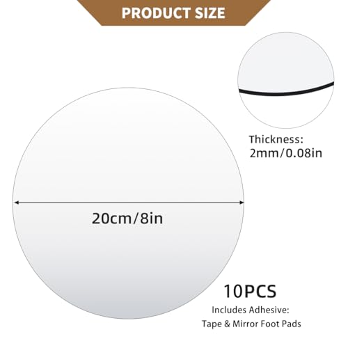 8" Round Mirror Centerpieces for Tables Decorations, 10 Pack Acrylic Circle Mirror Tray Candle Plate 2mm Thickness Mirror ...