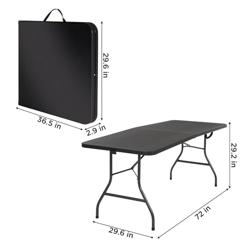 COSCO 6 ft. Fold-in-Half Banquet Table w/Handle, Black