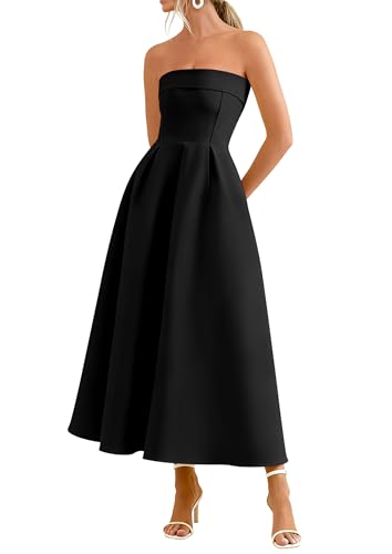 PRETTYGARDEN Cocktail Dresses for Women 2026 Summer Formal Elegant Tube Top Strapless Spring Wedding Guest Party Midi Dress