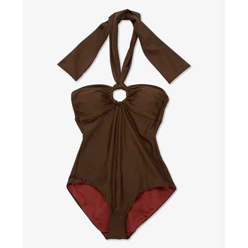 DKNY Women's Halter Ring One Piece Swimsuit