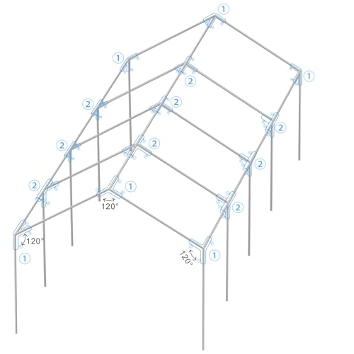 Aoneky 2'' Corner Canopy Fitting Couplers Kit - Frame Carport Connectors (10 Leg Kits)