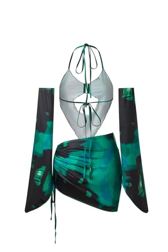 CAPE CLIQUE Rave Outfits for Womens Festival Sexy Y2K 2 Piece Outfits Summer Long Sleeves Birthday Party Clubwear