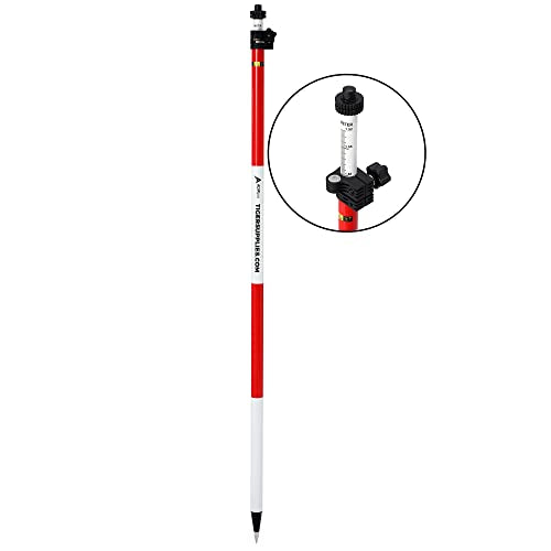 AdirPro 2.6 M Fiberglass Prism Pole with Dual Graduations - Metric and Feet Graduations with Quick Release Clamp & 40-Minu...
