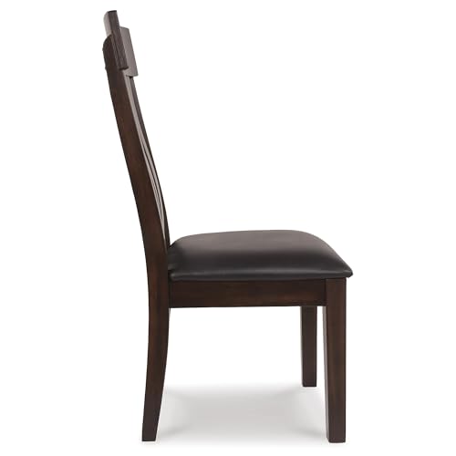 Signature Design by Ashley Haddigan Faux Leather Cushioned Rake Back Dining Chair, 2 Count, Dark Brown