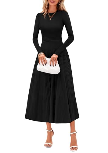 PRETTYGARDEN Womens Sweater Dress 2026 Long Sleeve Elegant Knit A Line Fall Wedding Guest Cocktail Midi Winter Dresses