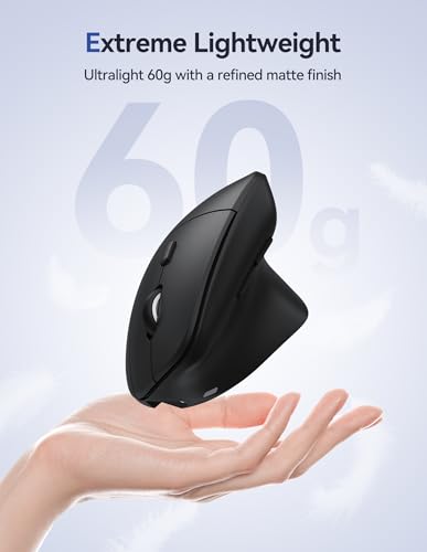 TECKNET Ergonomic Mouse, Wireless Vertical Mouse, 4800 DPI, Rechargeable Bluetooth Mice for Carpal Tunnel Right Hand, 3-De...