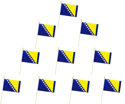 10 Pack Bosnia and Herzegovina Flags -BA Handheld Flag- 5x8 in,Bosnia Mini Flag. Suitable For Party Decorations, Store Dis...