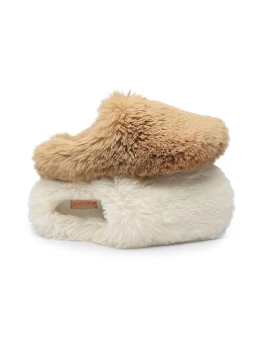 ORORO Unisex Fuzzy Slip-On Slippers, Plushy Warm House Shoes for Indoor Outdoor