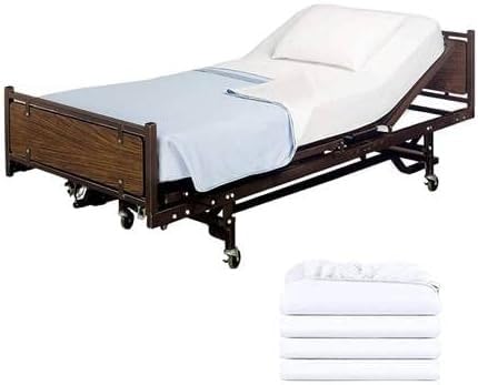 BLISSFORD - 4 Pack Fitted Hospital Bed Sheets with Elastic All Around for a Cotton Rich Soft Knitted Jersey Sheet, 36” x 84” x 12”