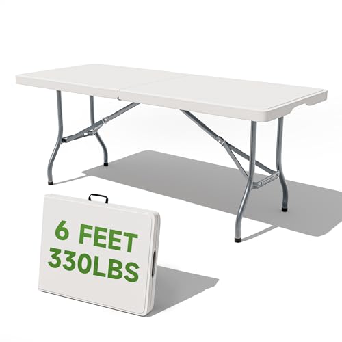 Ortus Collective Folding Table 6 Foot - Heavy Duty 330LBS Capacity, Sturdy & Foldable Design with Safety Lock - Portable T...