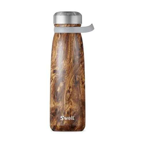 S'well Stainless Steel Traveler With Handle, 40oz, Teakwood, Triple Layered Vacuum Insulated Containers Keeps Drinks Cold for 60 Hours and Hot for 20, BPA Free, Easy Carrying On the Go
