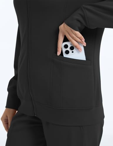 LOMON Scrub Jackets for Women Zipper Bomber Jacket Medical Nurse Coats with Pockets