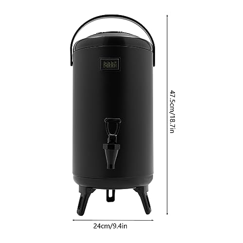 Insulated Beverage Dispenser, 3.2 Gal/12L Stainless Steel Thermal Drink Server with Spigot & Temp Display, Suitable for Ca...