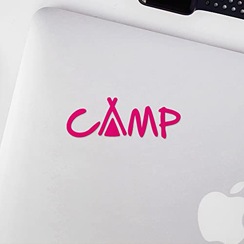 Camp with Tent (Pink) (Set of 2) Premium Waterproof Vinyl Decal Stickers for Laptop Phone Accessory Helmet Car Window Mug ...