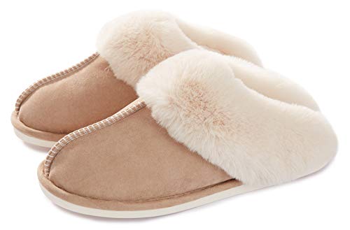 Donpapa Womens Slipper with Memory Foam Fluffy Soft Warm Slip On House Slippers Anti-Skid Cozy Plush for Indoor Outdoor