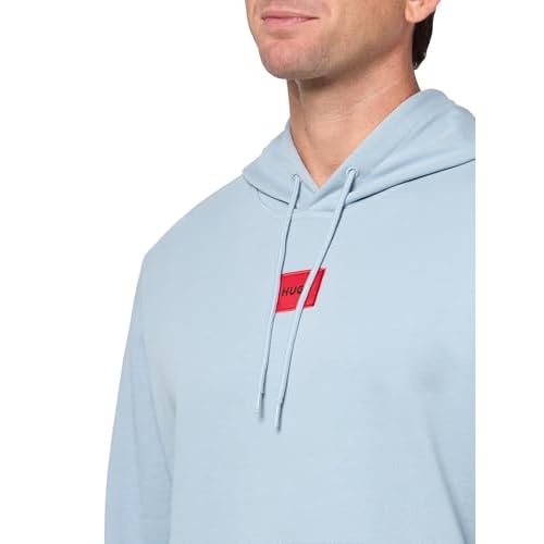 HUGO Men's Regular Fit Square Logo Jersey Hooded Sweatshirt