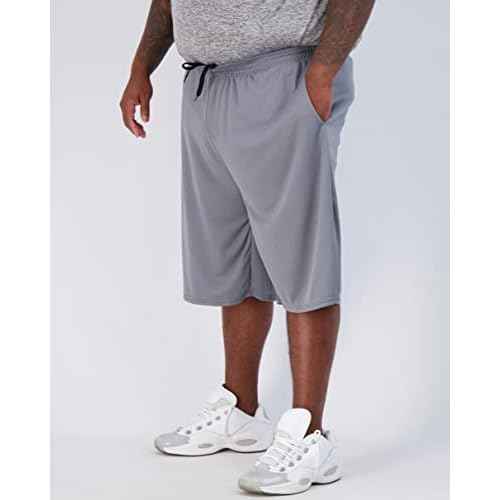 Real Essentials Men's Big & Tall 3-Pack Dry Fit & Mesh Active Athletic Perfomance Shorts (3X-5X)
