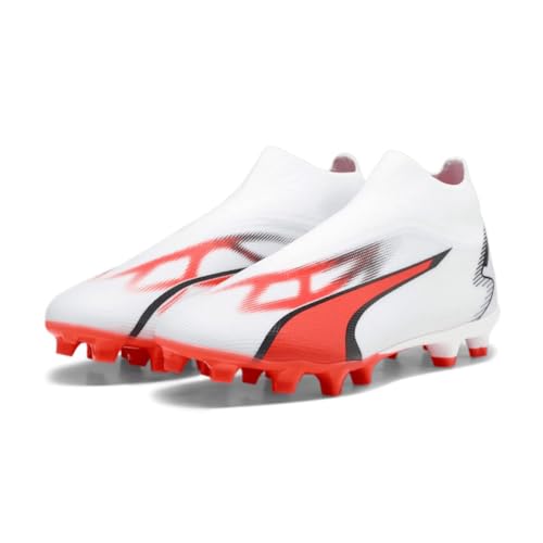 PUMA Men's Ultra Match+ Laceless FG Soccer Shoes (us_Footwear_Size_System, Adult, Men, Numeric, Medium, Numeric_11_Point_5) White/Black/Orange