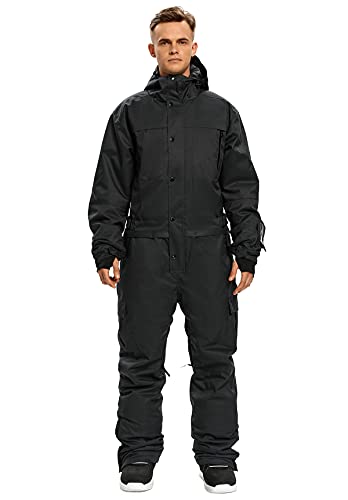 SNBOCON Mens One Piece Ski Suit Snowsuits Colorful Snowboard Jumpsuits Waterproof Hooded Warm Jackets Outdoor Winter