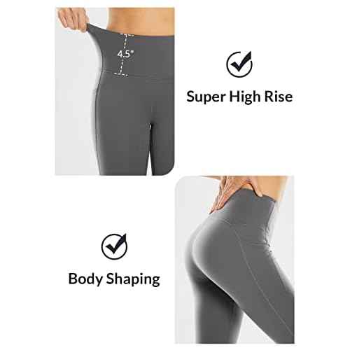 baleaf Nuleaf Women's Stretch Capri Leggings with Pockets High Waisted Brushed Yoga Workout Athletic Tummy Control Capris 19"